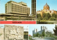 32 db modern magyar városképes lap; Szolnok, Karcag, Berekfürdő / 32 modern Hungarian town-view postcards
