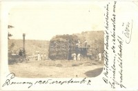1905 Domony, mezőgazdasági munka, aratás, cséplés gőzgéppel a birtokon. 'A küldött dadát köszönöm. Sajnálom, de ízlésedhez nem gratulálhatok!' -  Domonyi Ödön nagybirtokos, kúria tulajdonos levele. photo (EK)