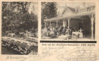 Nagyszeben, Hermannstadt, Sibiu; Drei-Eichen-Restauration / Karl Kováts Három Tölgy vendéglője, étterem, kert, pincérek és pincérnők / restaurant, garden, waiters and waitresses (EK)