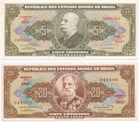 Brazília 1954-1958. 1C + 1954-1958. 2C + 1955. 2C + 1964. 5C + 1962. 20C T:IBrazil 1954-1958. 1 Cruzeiro + 1954-1958. 2 Cruzeiros + 1955. 2 Cruzeiros + 1964. 5 Cruzeiros + 1962. 20 Cruzeiros C:UNCKrause 150.a, 151.a, 157, 176.d, 178