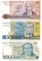 Brazília 1986. 50C + 500C + 1987. 100C T:IBrazil 1986. 50 Cruzados + 500 Cruzados + 1987. 100 Cruzadis C:UNC