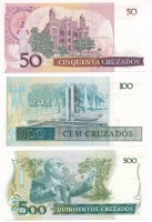 Brazília 1986. 50C + 500C + 1987. 100C T:IBrazil 1986. 50 Cruzados + 500 Cruzados + 1987. 100 Cruzadis C:UNC