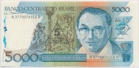 Brazília 1989. 5000C '5 Cruzados Novos' felülbélygzéssel T:I,I-Brazi 1989. 5000 Cruzados with '5 Cruzados Novos' overprint C:UNC,AUKrause 217