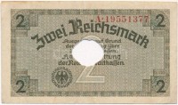 Német Harmadik Birodalom / Német megszállt területek 1940-1945. 2M 8 számjegyű sorszám T:IVGerman Third Reich / German occupied territories 1940-1945. 2 Mark with 8 digit serial C:GKrause R137