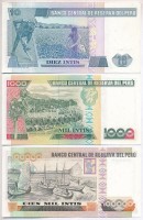 Peru 1987. 10I + 1988. 1000I + 1989. 100.000I T:IPeru 1987. 10 Intis + 1988. 1000 Intis + 1989. 100.000 Intis C:UNC