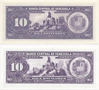 Venezuela 1988. 10B + 1995. 10B T:IVenezuela 1988. 10 Bolivares + 1995. 10 Bolivares C:UNC