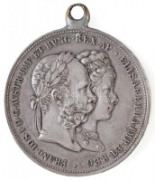Ausztria 1879. 2G Ag 'I. Ferenc József és Erzsébet királynő / Ezüstlakodalom' T:1-,2 fül  Austria 1879. 2 Gulden Ag 'Franz Joseph and Elisabeth / Silver Jubilee' C:AU,XF with earKrause X#M5