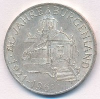 Ausztria 1961. 25Sch Ag '40 éves Burgenland' T:1-,2 Austria 1961. 25 Schilling Ag '40th Anniversary Burgenland' C:AU,XF Krause KM#2891