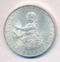 Ausztria 1963. 25Sch Ag '300 éve született Savoyai Jenő herceg' T:1-Austria 1963. 25 Schilling Ag '300th Anniversary of the Birth of Prince Eugen' C:AUKrause  KM#2893