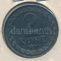 Független Horvát Állam 1941. 2K Zn T:1-,2 Independent State of Croatia 1941. 2 Kune Zn C:AU,XF