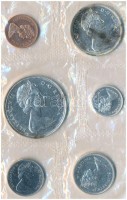 Kanada 1966. 1c Br + 5c Ni + 10c Ag + 25c Ag + 50c Ag + 1$ Ag forgalmi sor fóliatokban T:1- patinaCanada 1966. 1 Cent Br + 5 Cents Ni + 10 Cents Ag + 25 Cents Ag + 50 Cents Ag + 1 Dollar Ag coin set in foil packing C:AU patina