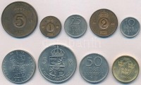 Svédország 1961-1991. 1ö-10K (9xklf) T:1-,2Sweden 1961-1991. 1 Ore - 10 Kronor (9xdiff) C:AU,XF