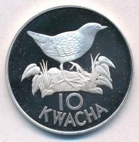 Zambia 1986. 10K Ag 'Fehérszárnyú bolyhosfarkúmadár' T:PP felületi karcZambia 1986. 10 Kwacha Ag 'Whitewinged Flufftail' C:PP slightly scratchedKrause KM#25