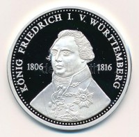 Németország 1992. 'I. Württembergi Frigyes - Német királyok' jelzett Ag emlékérem, tanúsítvánnyal (20g/0.999/40mm) T:PPGermany 1992. 'Friedrich I von Württemberg - Deutsche Könige' hallmarked Ag medallion with certificate
