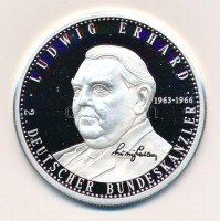 Németország 1997. 'Ludwig Erhard - A Német Szövetségi Köztársaság kancellárjai' jelzett Ag emlékérem, tanúsítvánnyal (20g/0.999/40mm) T:PPGermany 1997. 'Ludwig Erhard - Die Kanzler der Bundesrepublik Deutschland' hallmarked Ag