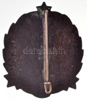 ~1960-1970. 'Olajipari Törzsgárda' zománcozott fém jelvény, hátoldalán '2544' sorszám (32x40mm) T:2