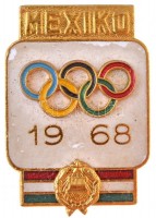1968. 'Mexikó' zománcozott fém olimpiai jelvény (20x27mm) T:2