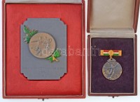 1969. 'Magyar Népköztársasági Kupa I.' fém díjplaket tokban (70x94mm) + 'Magyar Népköztársaság Bajnoka - NB. I. I.' jelzett Ag díjérem, dísztokban (~18,5g/0.925/30mm) T:2 patina