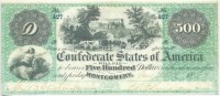 Amerikai Konföderációs Államok / Alabama / Montgomery 1861(?) 500$ replika T:I,I-The Confederate States of Amerika /  Alabama / Montgomery 1861(?) 500 Dollars replica C:UNC,AU