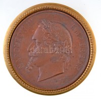 Franciaország ~1860. 'III. Napóleon' bronzozott gyűjtői replika (78mm) T:2 keretről leváltFrance ~1860. 'Napoleon III' bronze plated collector's replica (78mm) C:XF not glued to frame