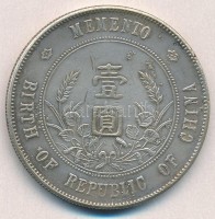 Kína 1927. 1$ 'Memento' fém hamisítvány T:2-China 1927. 1 Dollar 'Memento' metal fake C:VF