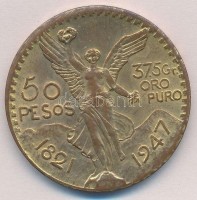 Mexikó 1947. 50P aranyozott Br hamisítványa T:2Mexico 1947. 50 Pesos gold plated Br fake C:XF