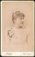 cca 1890 Szász-Coburg-Koháry Klotild (1846-1927) hercegnő, József főherceg felesége, keményhátú fotó, 11×6,5 cm