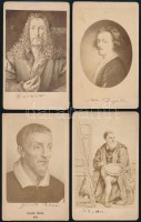 Dürer, Guido Reni, Tiziano, van Dyck, 4 db fénynyomat, 10×6 cm