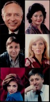 cca 1969 Színész portrék aláírva - Mikó István, Bencze Ilona, Szuhay Balázs, Mányai Zsuzsa, 4 db vintage portrékép, 14x10 cm +  	cca 1969 Színész portrék aláírva - Verebes Károly, Tarsoly Elemér,Trokán Péter, Zsadon Andrea,