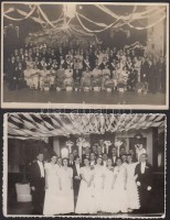 cca 1930-1938 Bálozó társaság Keszthelyen és Makón, 2 db fotólap, 8,5×13,5 cm