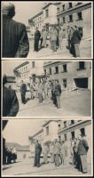 1943 A Belügyminisztérium Bp.I. Országház utcai épületének emeletráépítésének bokrétaünnepe. 5 db feliratozott fotólap