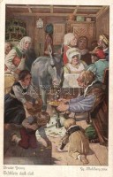 18 db RÉGI művészlap: Grimm Testvérek meséi, vegyes minőségben / 18 pre-1945 art postcards, Brother Grimm's tales, artist signed, mixed quality