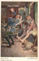 18 db RÉGI művészlap: Grimm Testvérek meséi, vegyes minőségben / 18 pre-1945 art postcards, Brother Grimm's tales, artist signed, mixed quality