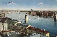 Budapest, Látkép, Lánchíd, Parlament, Országház. Lusztig Mór kiadása (EM)