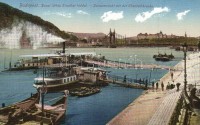 Budapest, Duna részlet Erzsébet híddal, gőzhajók
