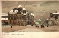 Budapest VI. Nyugati pályaudvar télen. Künstlerpostkarte No. 2123. von Ottmar Zieher litho s: Raoul Frank (szakadás / tear)
