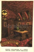 Budapest VI. Hotel Britannia, Szondy söröző s: Haranghy J. - 5 db régi képeslap / 5 pre-1945 postcards