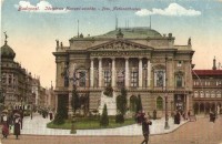 Budapest VIII. Népszínház (ideiglenes Nemzeti Színház), villamos, Tinódi Lantos Sebestyén szobor (EK)