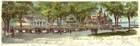 1904 Budapest XIII. Margitsziget, Schäfer J. Alsó vendéglője és kávéháza. Kinyitható litho képeslap / Litho folding card (EK)