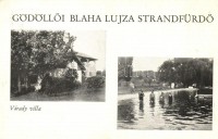 Gödöllő, Blaha Lujza strandfürdő, Várady villa, fürdőzők (EK)