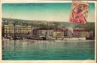 Fiume, Palazzo Adria e Riva Szapary / palace, port, steamships
