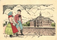Nagybecskerek, Vármegyeháza, folklór, kiadja  Délvidéki Egyetemi és Főiskolai Hallgatók Egyesülete / county hall, folklore s: Cs. B. (EK)