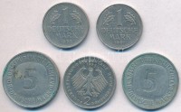 Németország 1991-1992. 1M (2xklf) + 2M + 5M (2xklf) T:2 patinaGermany 1991-1992. 1 Mark (2xdiff) + 2 Mark + 5 Mark (2xdiff) C:XF patina