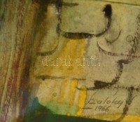 Szalóky Sándor (1921-1978): Keretek alatt. Akvarell, papír, jelzett, üvegezett keretben, 33×48 cm