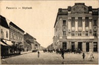 Pancsova, Pancevo; Népbank, Stefanie Kalmar és Juba és Csányi üzlete, gyógyszertár / bank, shops, pharmacy