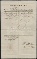 1842 Buda, Királyi Közalapítványi Főtisztségek Hivatala nyugtatvány, szárazpecséttel