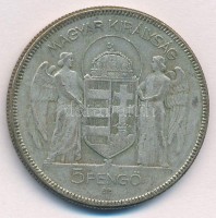 1930. 5P Ag 'Horthy jobbra' T:2-,3 patina Adamo P8