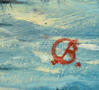 Olvashatatlan jelzéssel: Csónakázók, olaj, farost, 20×25 cm