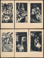 Kondor Béla (1931-1972): Az öreg halász és a tenger. 11 db fametszet, jelzés nélkül, 9,5×5,5 cm