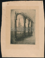 Krón Béla (1884-1965): Hamburg. Rézkarc, papír, jelzett, foltos, 14×10 cm